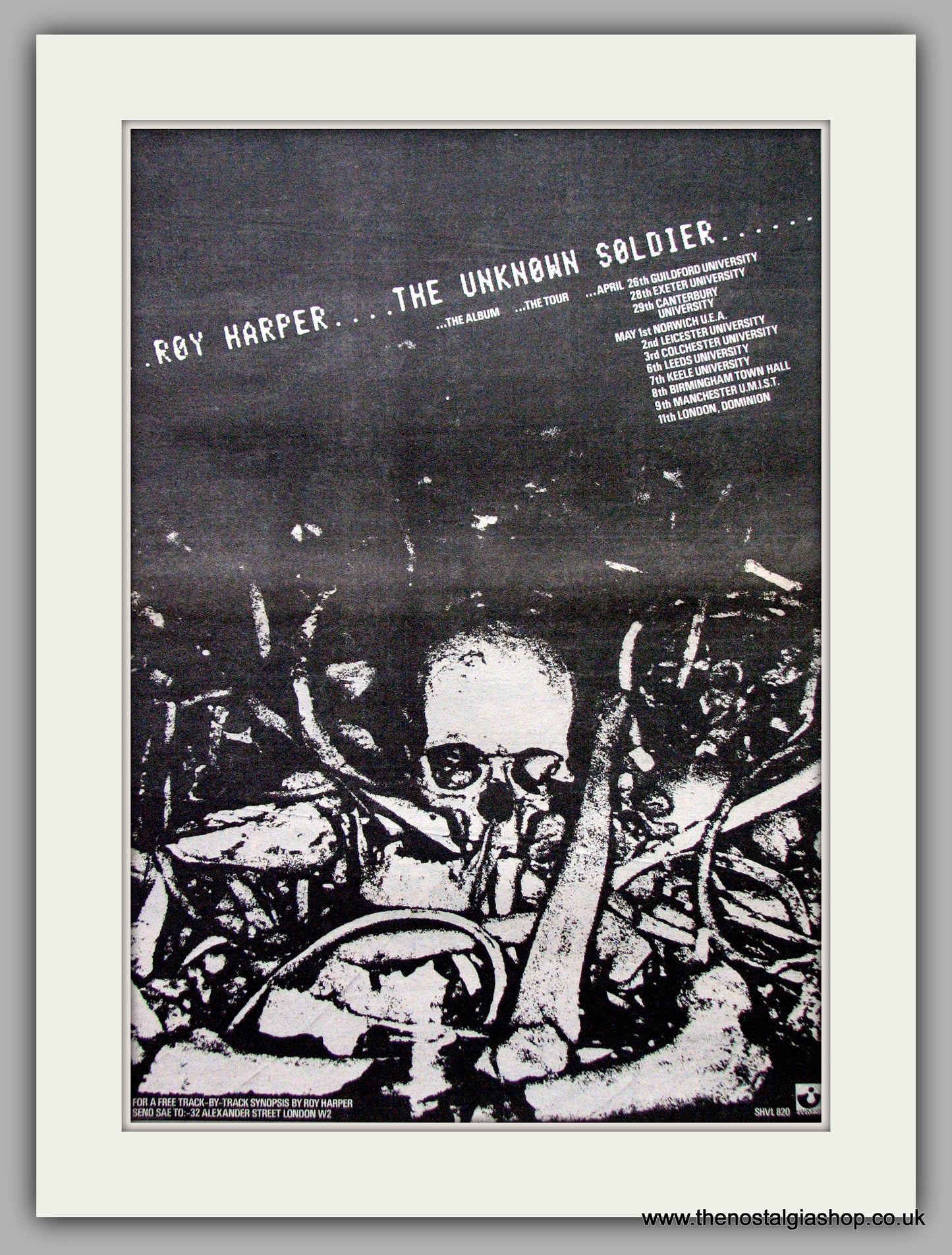 Roy Harper. The Unknown Soldier. Vintage Advert 1980 (ref AD9538)