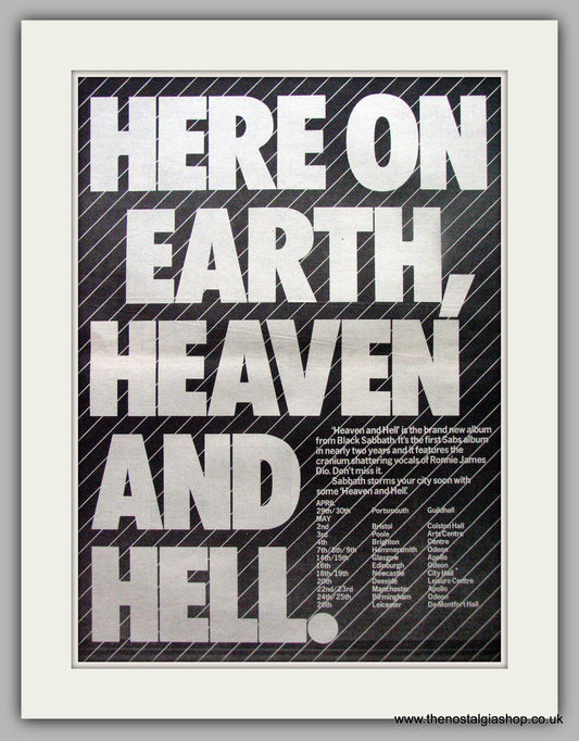 Black Sabbath. Heaven And Hell Tour Dates. Vintage Advert 1980 (ref AD9541)