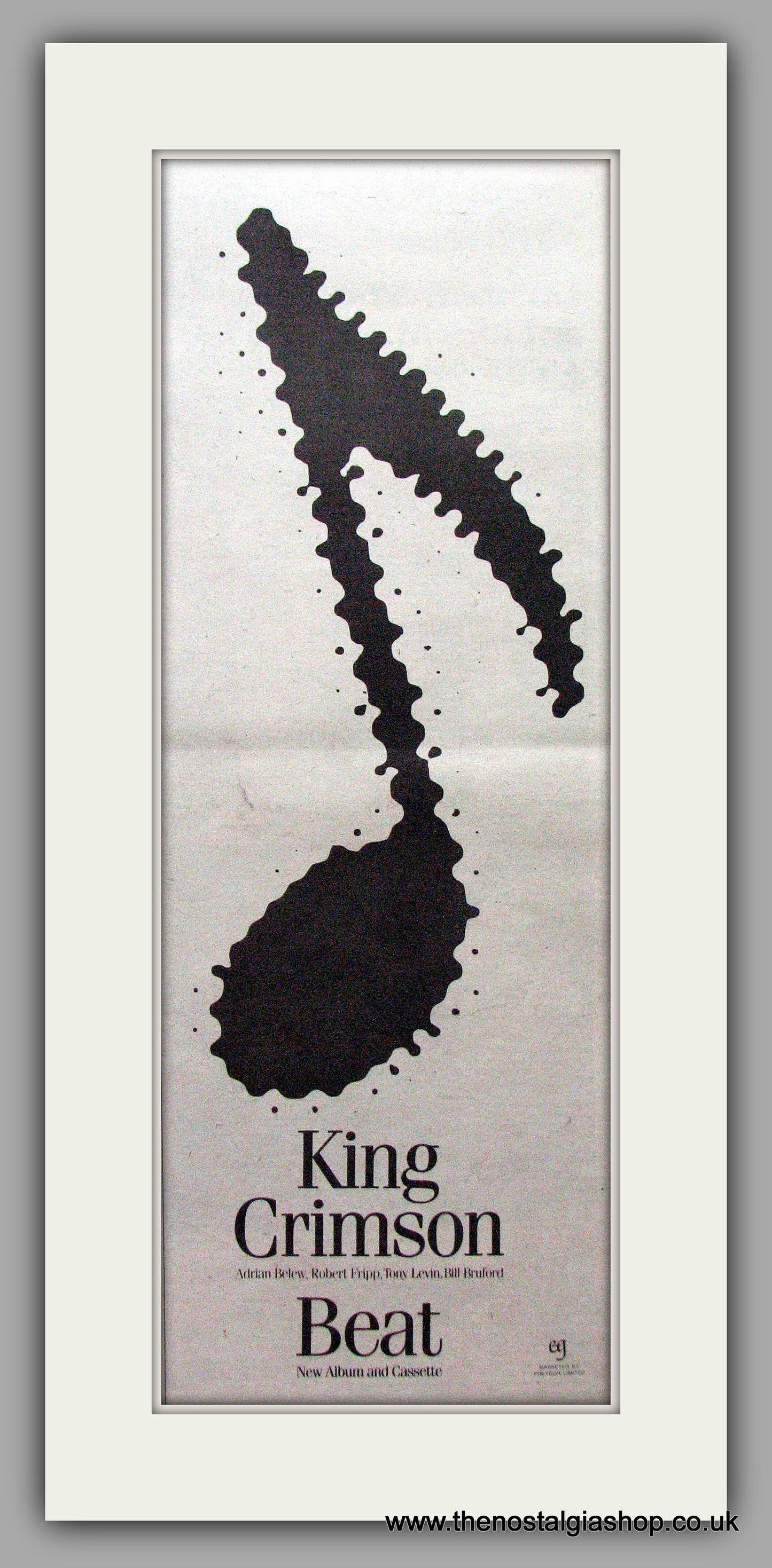 King Crimson. Beat. Vintage Advert 1982 (ref AD9543)