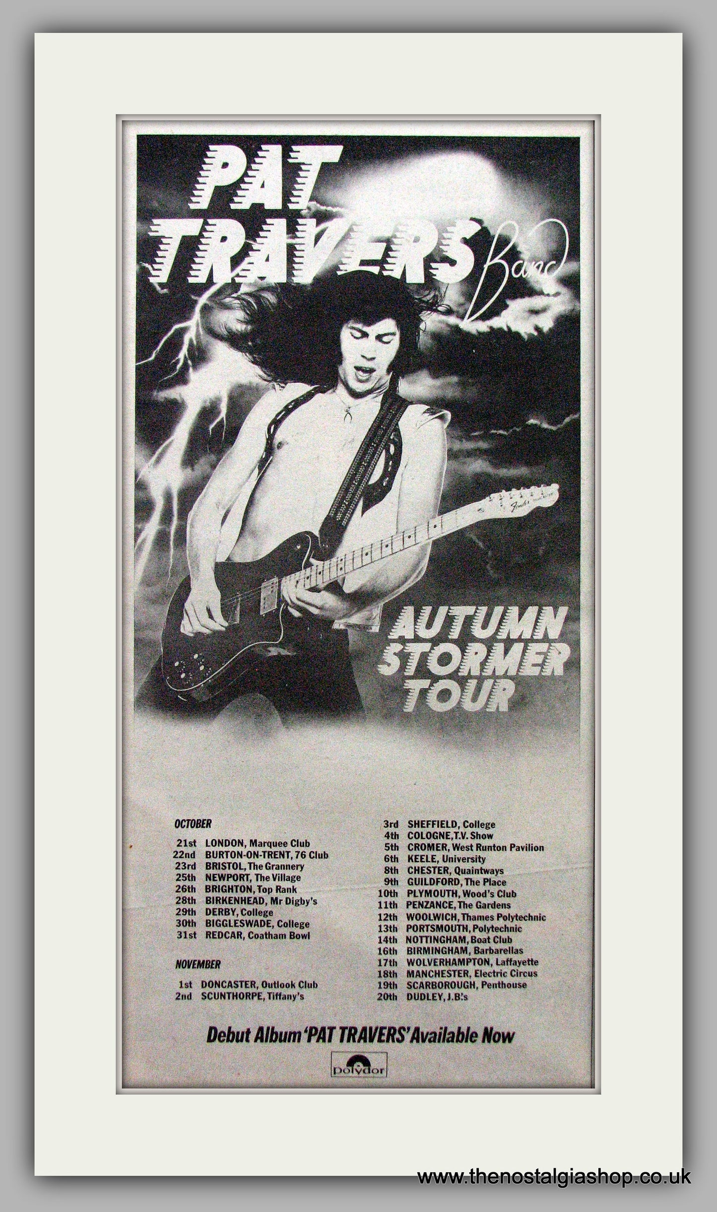 Pat Travers Band. Autumn Stormer Tour . Vintage Advert 1976 (ref AD9546)