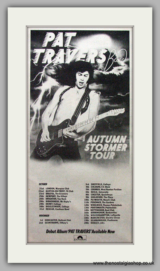 Pat Travers Band. Autumn Stormer Tour . Vintage Advert 1976 (ref AD9546)