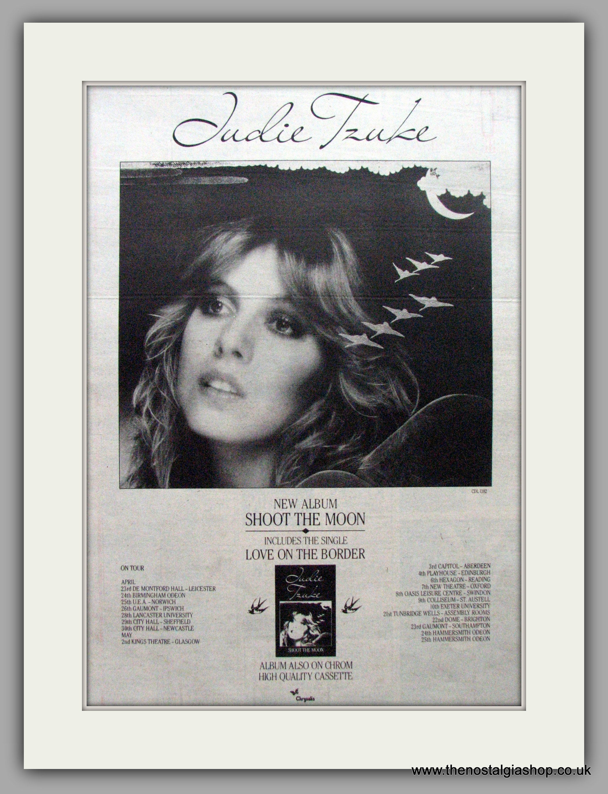 Judie Tzuke. Shoot The Moon. Vintage Advert 1982 (ref AD9549) The