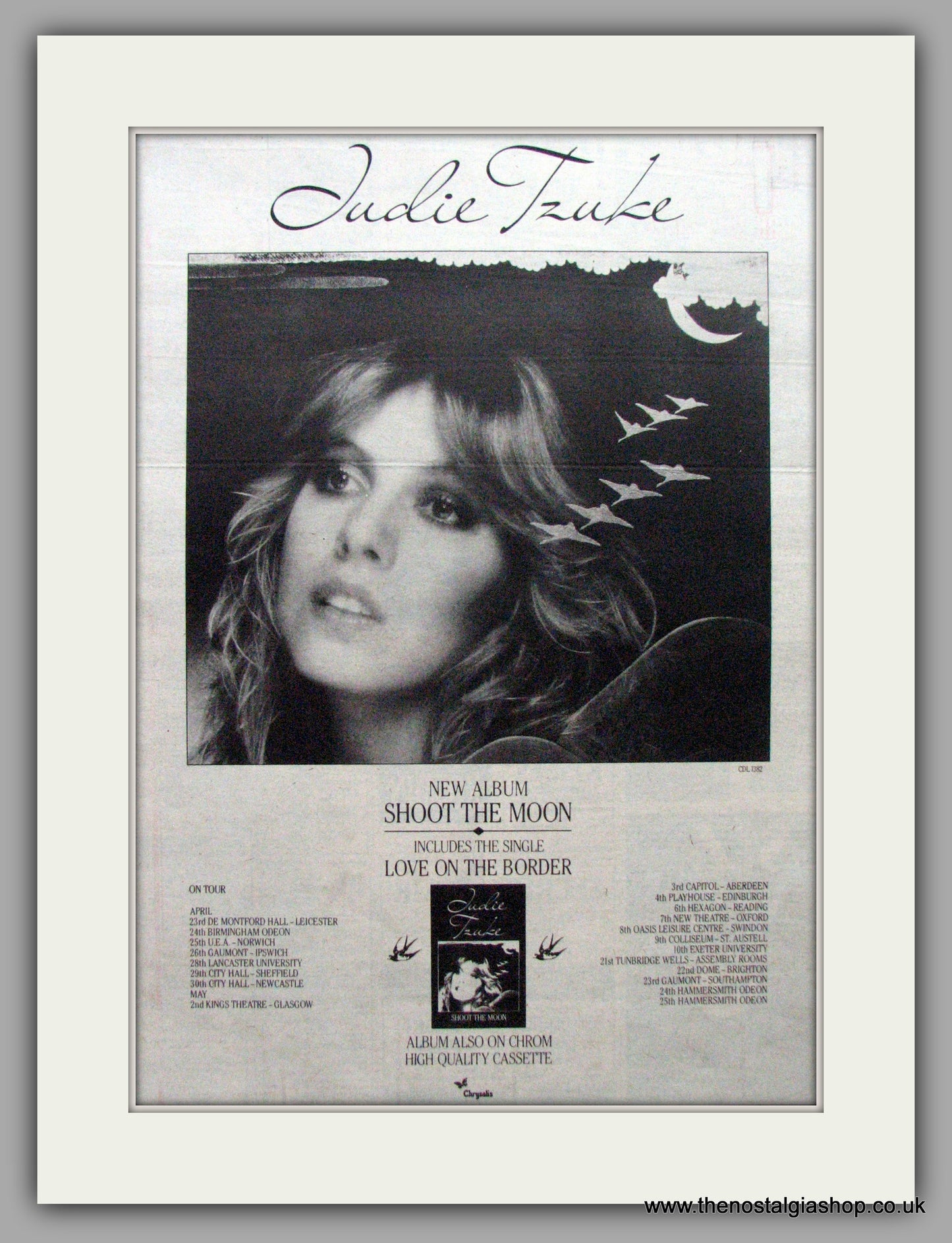 Judie Tzuke. Shoot The Moon. Vintage Advert 1982 (ref AD9549)