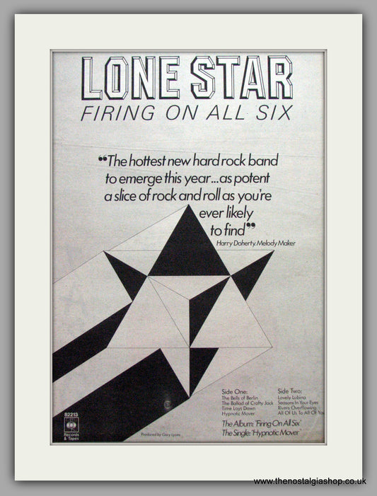 Lone Star. Firing On All Six. Vintage Advert 1977 (ref AD9585)