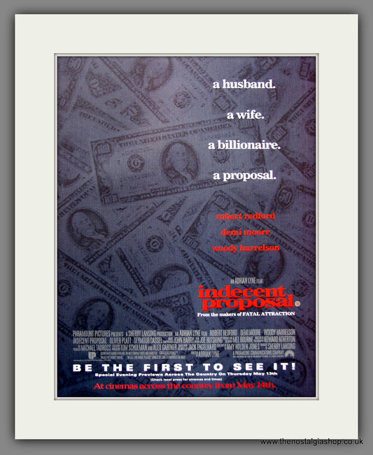 Indecent Proposal. 1993 Original Advert (ref AD54968)