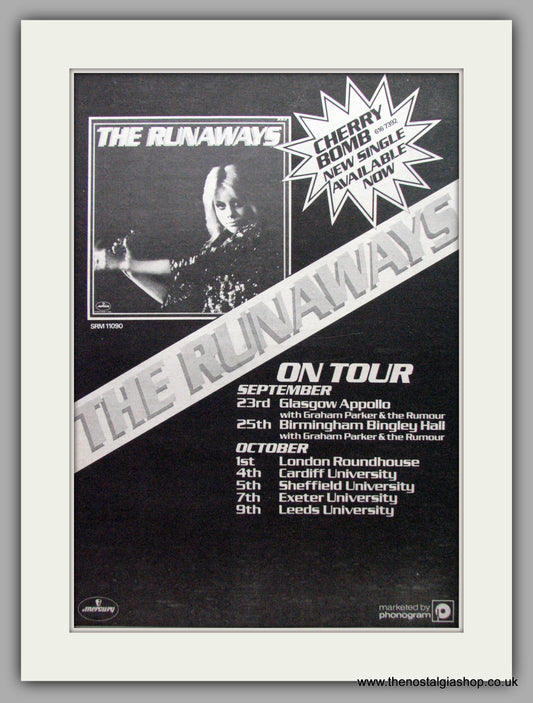 Runaways (The) UK Tour. Vintage Advert 1976 (ref AD9623)