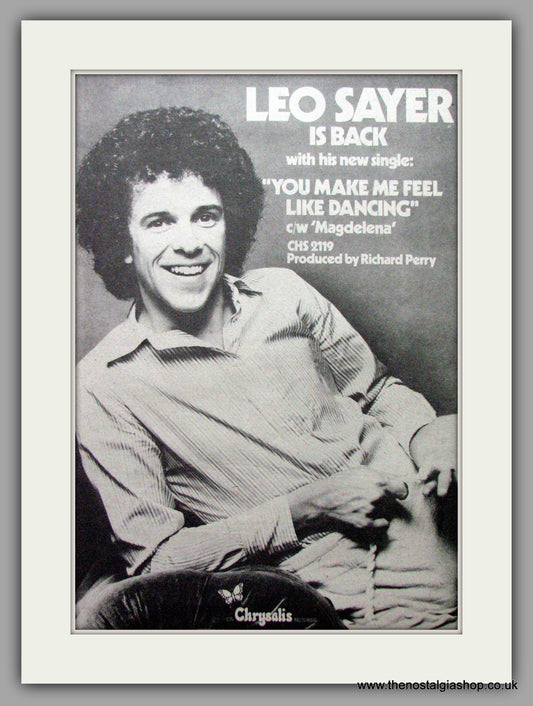 Leo Sayer. You Make Me Feel Like Dancing. Vintage Advert 1976 (ref AD9632)