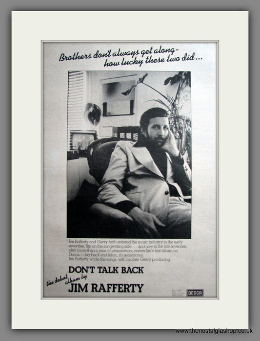Jim Rafferty. Don't Talk Back. Original Advert 1978 (ref AD12325)