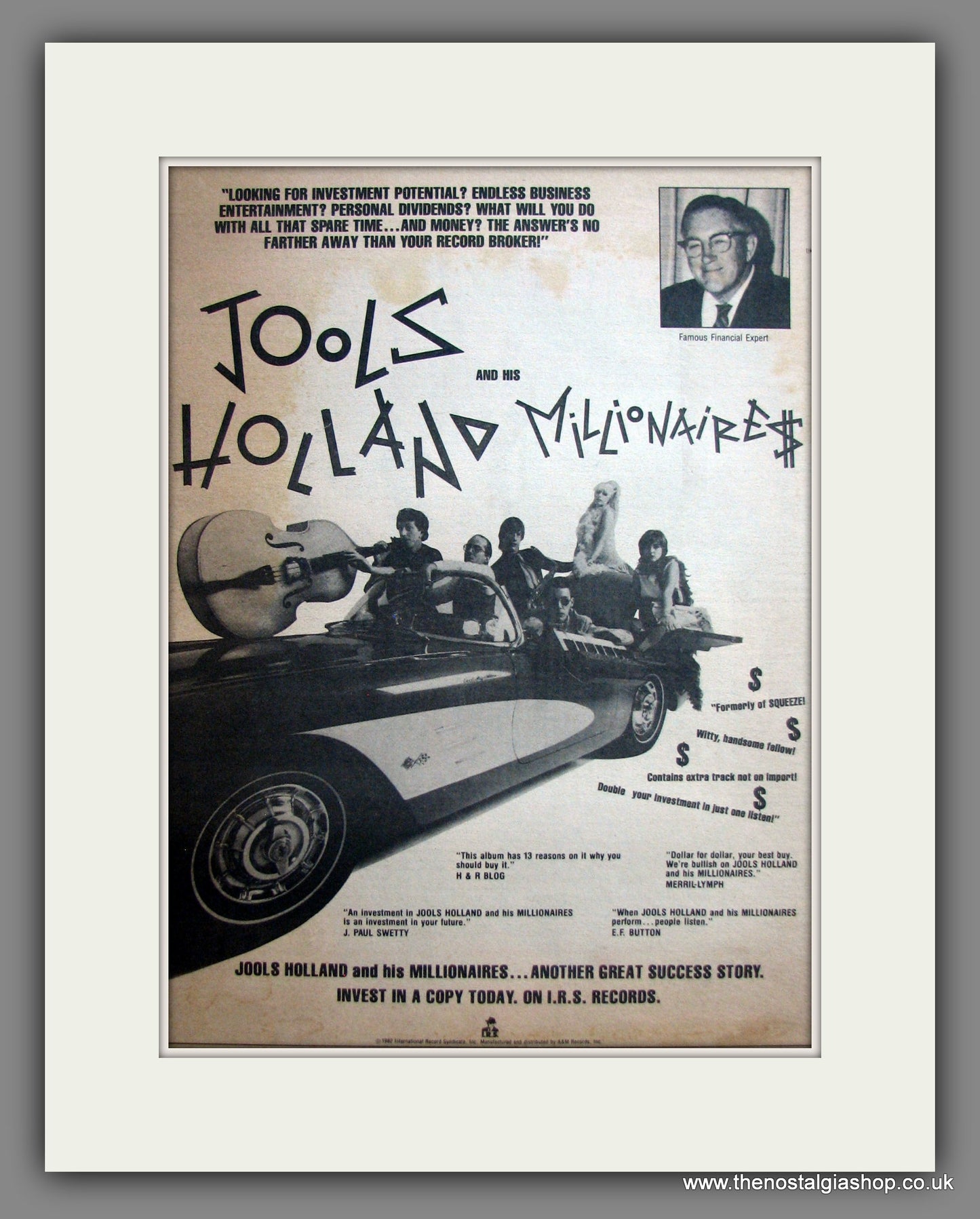 Jools Holland And His Millionaires. Original Advert 1982 (ref AD12412)