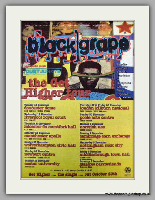 Black Grape. The Get Higher Tour. Vintage Advert 1997 (ref AD9644)