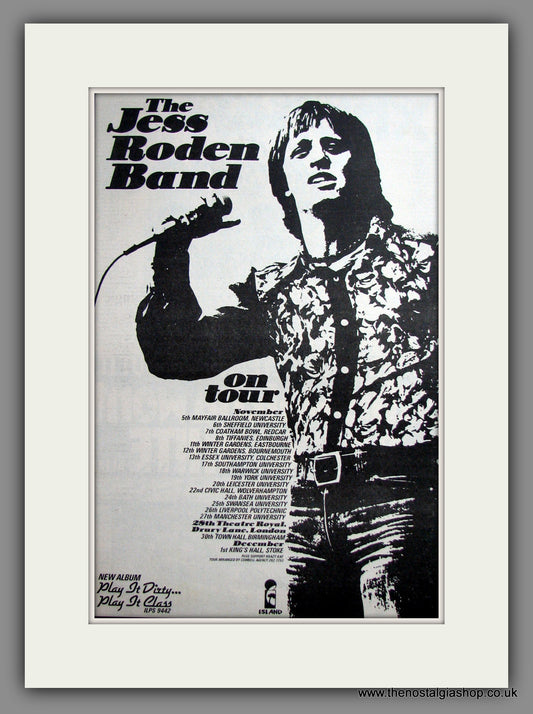 Jess Roden Band (The) On Tour. Original Advert 1976 (ref AD12452)