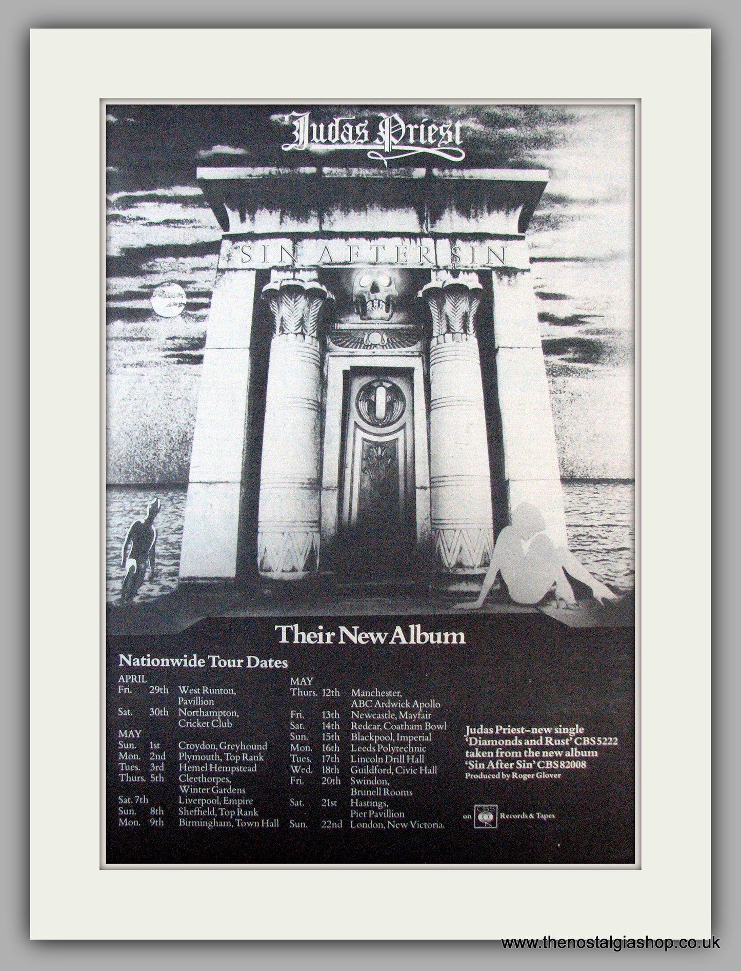 Judas Priest. Sin After Sin. Also 1977 Tour Dates.. Vintage Advert 1977 (ref AD9650)