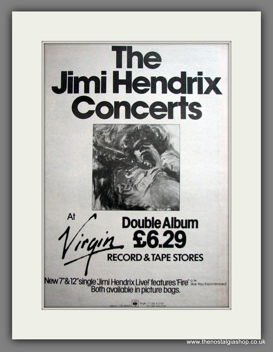 Jimi Hendrix Concerts. Original Advert 1982 (ref AD12453)