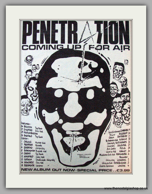Penetration. Coming Up For Air. Tour Dates 1979. Vintage Advert 1979 (ref AD9669)
