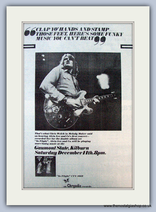 Alvin Lee. In Flight. Vintage Advert 1974 (ref AD9730)