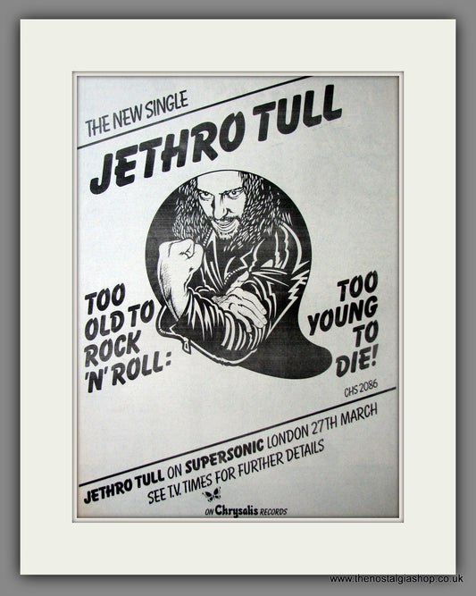 Jethro Tull Too Old To Rock 'N' Roll. Original Advert 1976 (ref AD12565)