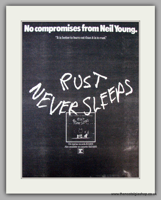 Neil Young. Rust Never Sleeps. Vintage Advert 1979 (ref AD9741)