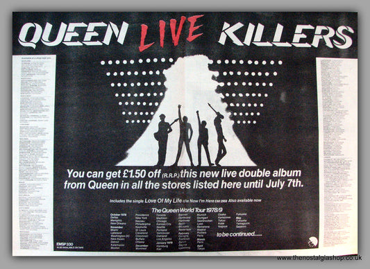 Queen. Live Killers. World Tour '79 Dates. Vintage Advert 1979 (ref AD9744)
