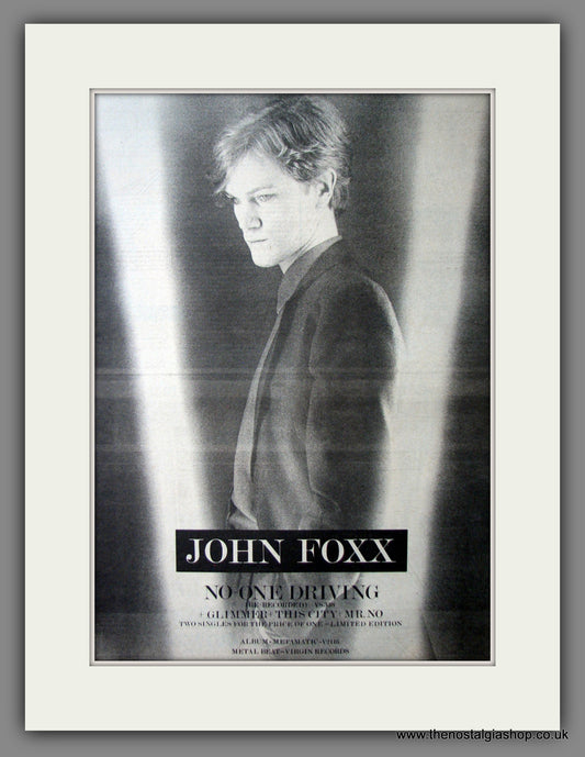John Foxx No One Driving. Original Advert 1980 (ref AD12582)