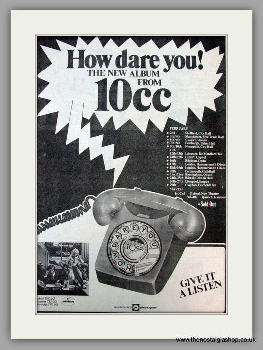 10cc. How Dare You. Vintage Advert 1976 (ref AD9763)