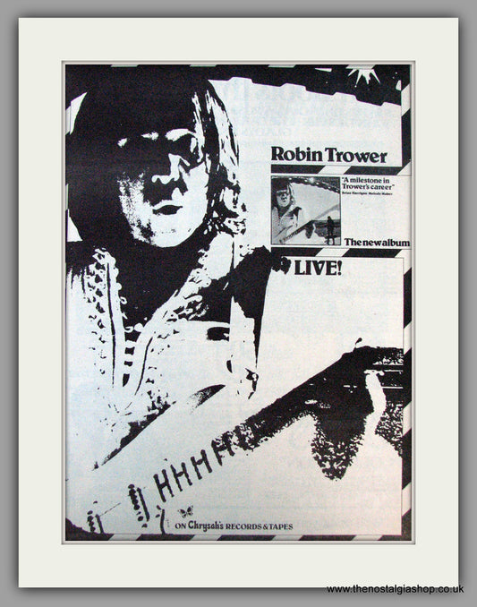 Robin Trower. Live. Vintage Advert 1976 (ref AD9774)