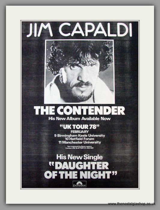 Jim Capaldi. The Contender. Vintage Advert 1978 (ref AD9799)