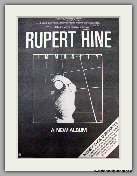 Rupert Hine. Immunity. Vintage Advert 1981 (ref AD9860)