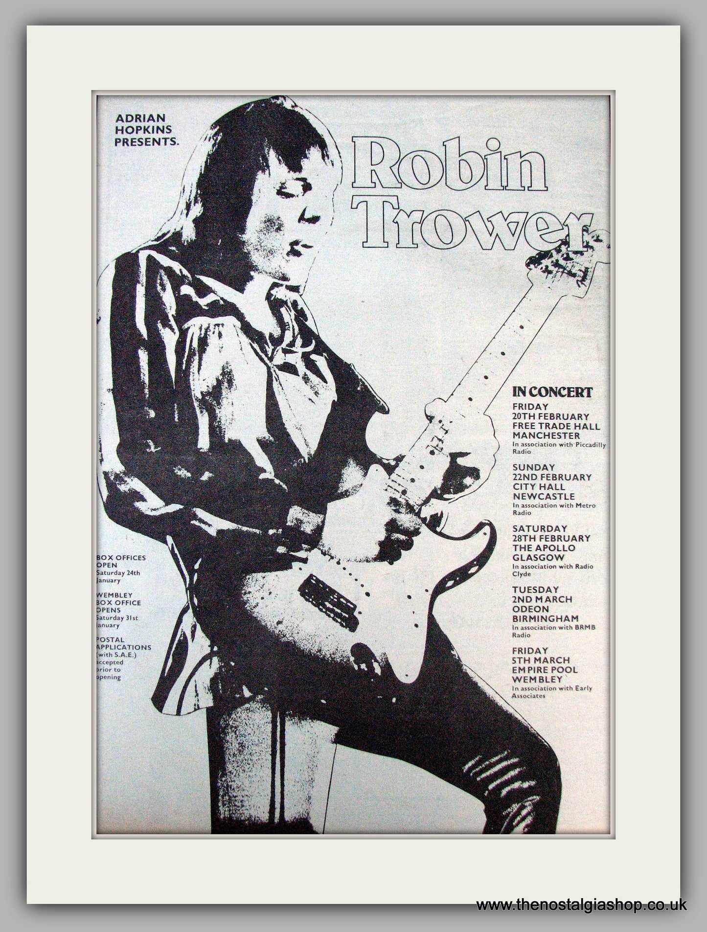 Robin Trower. In Concert 1976. Vintage Advert 1976 (ref AD9881)