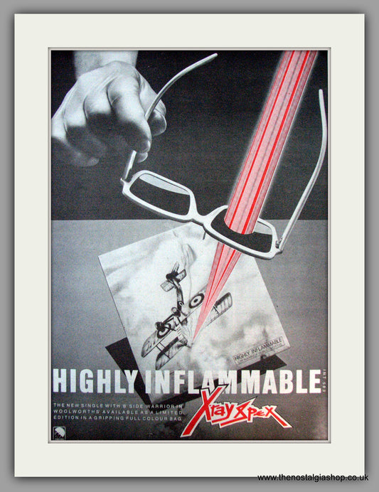 X Ray Spex. Highly Inflammable. Vintage Advert 1979 (ref AD9891)