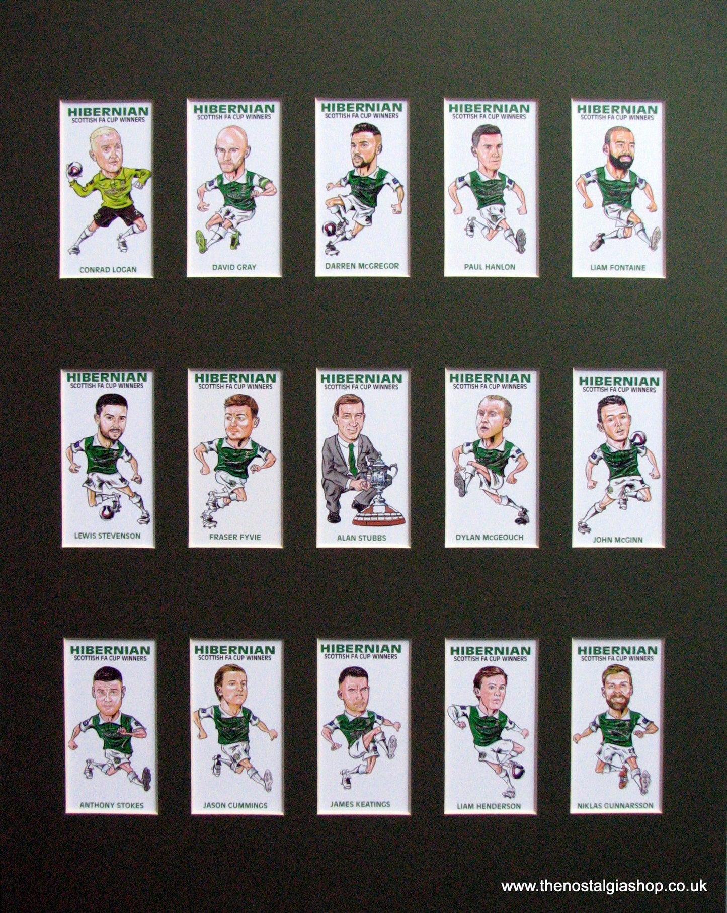 Hibernian. Scottish FA Cup Winners. NEW !! Mounted Football Card Set