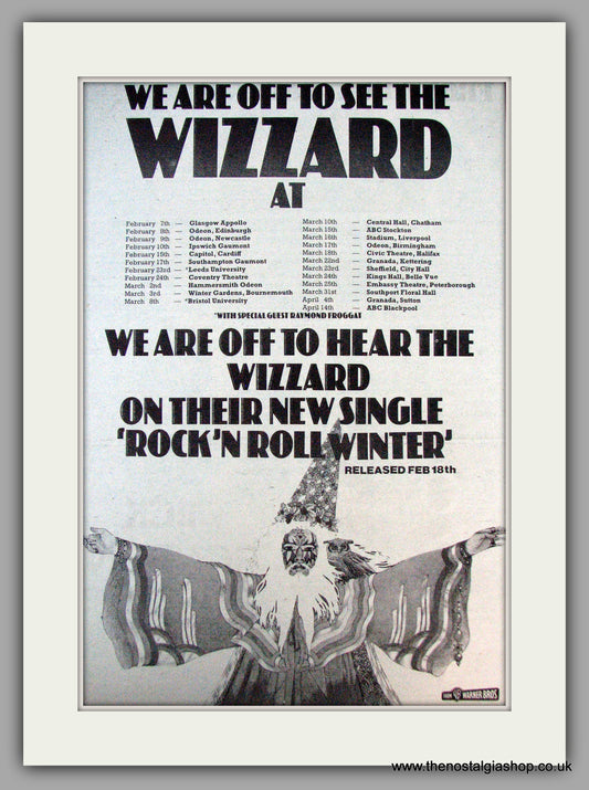 Wizzard. Rock 'N' Roll Winter. UK Tour Dates. Vintage Advert 1974 (ref AD9920)