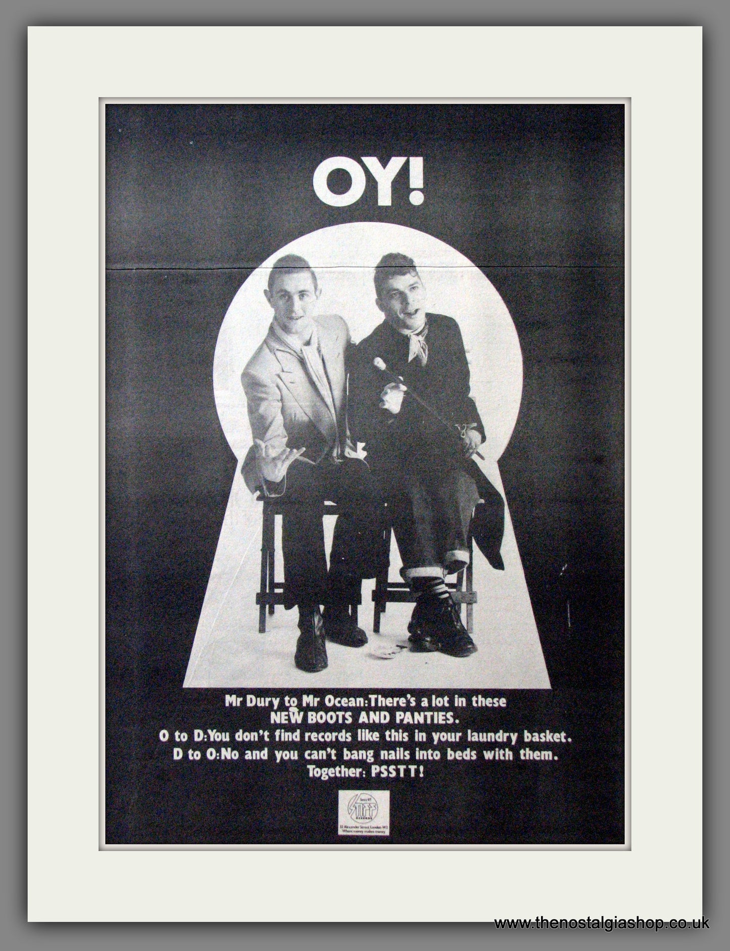 Ian Dury. OY! Debut Album, New Boots and Panties. Original Advert 1977 (ref AD12110)