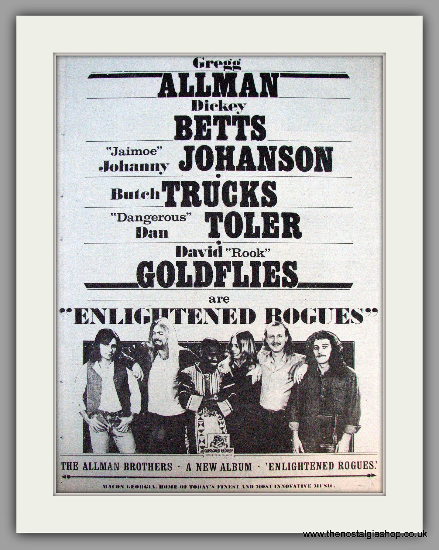 Allman Brothers. Enlightened Rogues. Vintage Advert 1979 (ref AD9932)