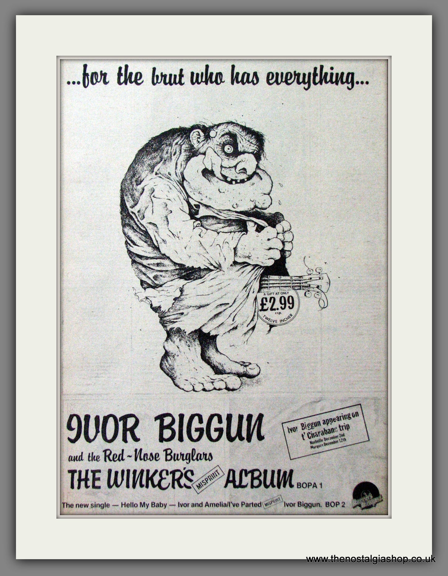 Ivor Biggun. The Winkers Album. Original Advert 1978 (ref AD12130)