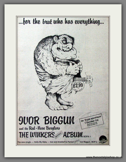 Ivor Biggun. The Winkers Album. Original Advert 1978 (ref AD12130)
