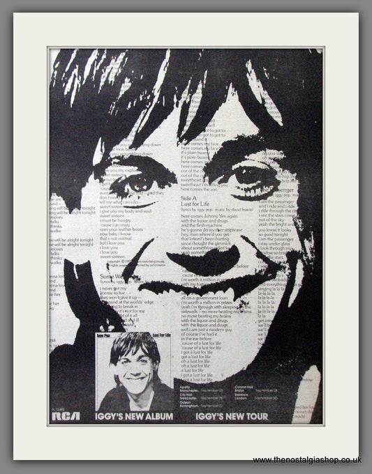 Iggy Pop. Lust For Life. Original Advert 1977 (ref AD12140)
