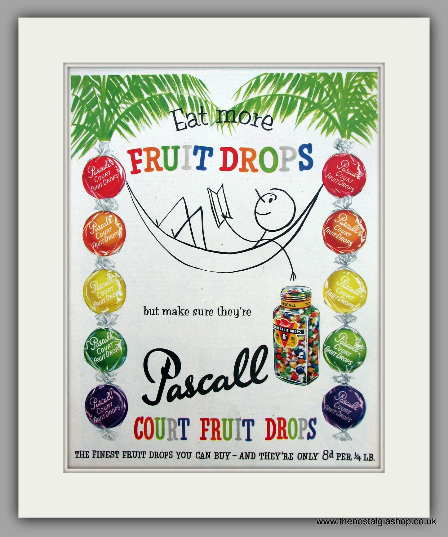 Pascall Fruit Drops.  Original Advert 1955 (ref AD9833)