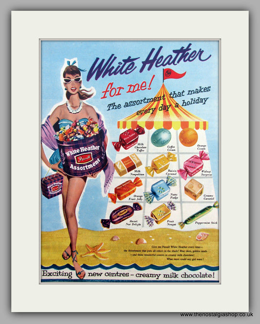 White Heather Chocolates . Original Advert 1957 (ref AD9865)
