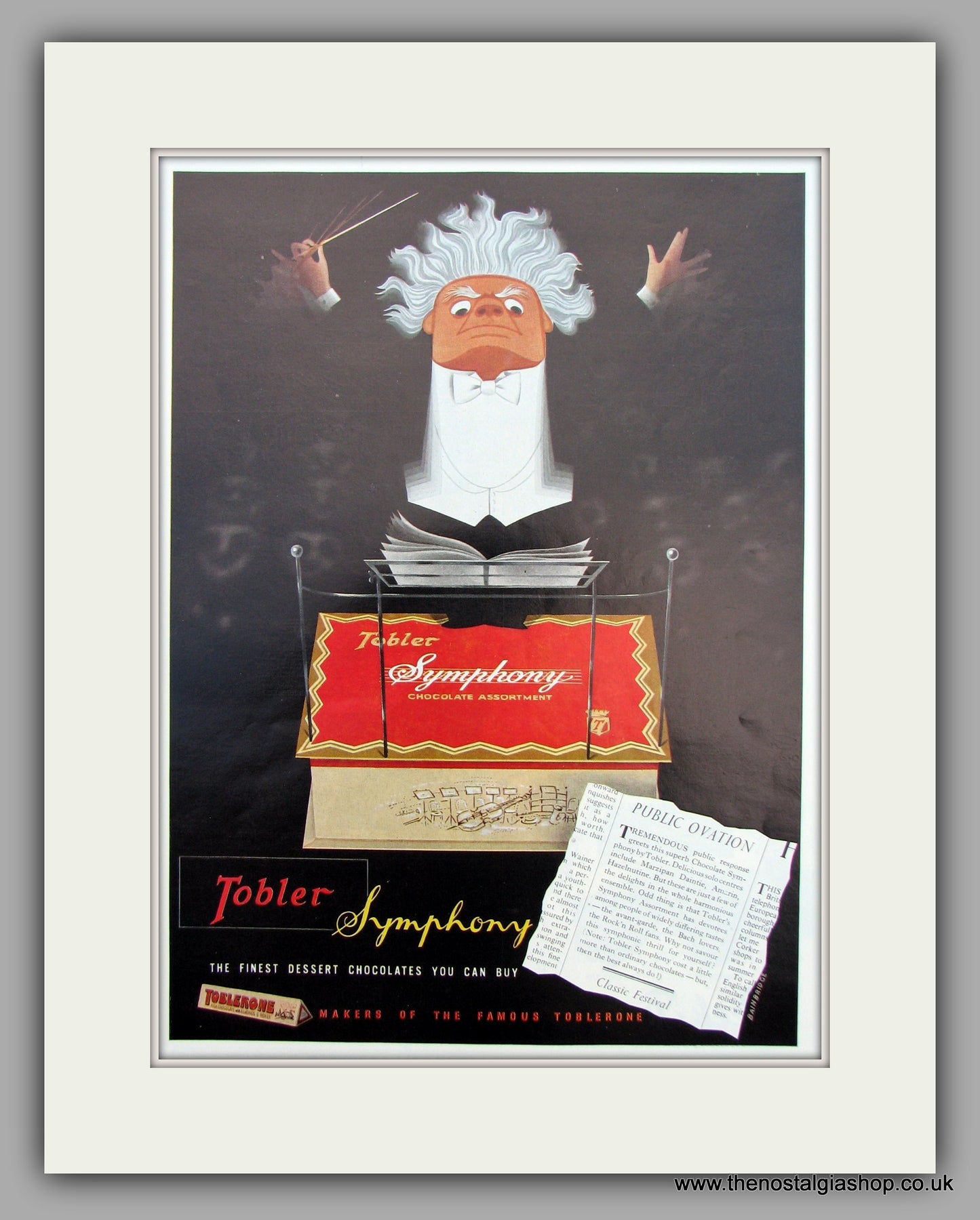 Tobler Symphony Chocolates . Original Advert 1958 (ref AD9867)