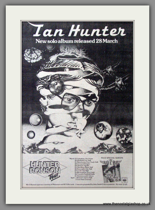 Ian Hunter. Hunter Ronson Tour Dates. Original Advert 1975 (ref AD12155)