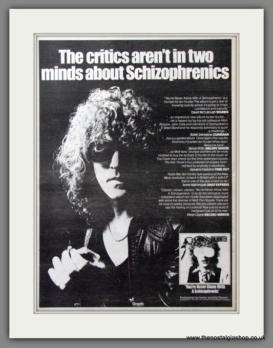 Ian Hunter. Schizophrenic. Original Advert 1979 (ref AD12160)