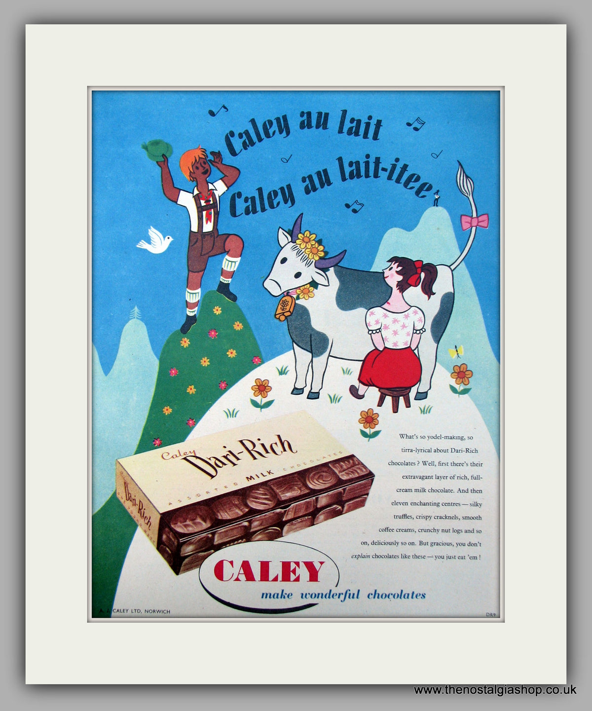 Caley Dari-Rich Chocolates. Original Advert 1954 (ref AD9875)