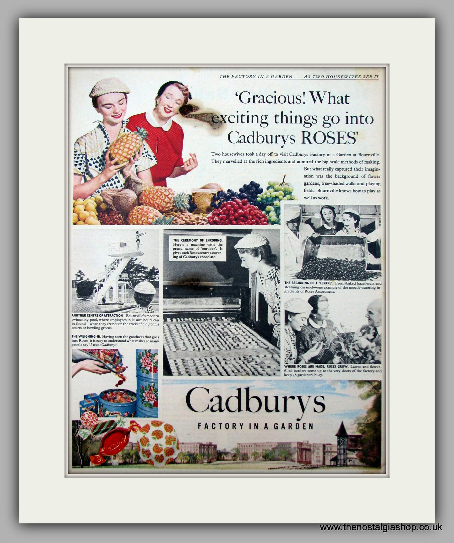 Cadburys Roses Chocolates. Original Advert 1953 (ref AD9946)