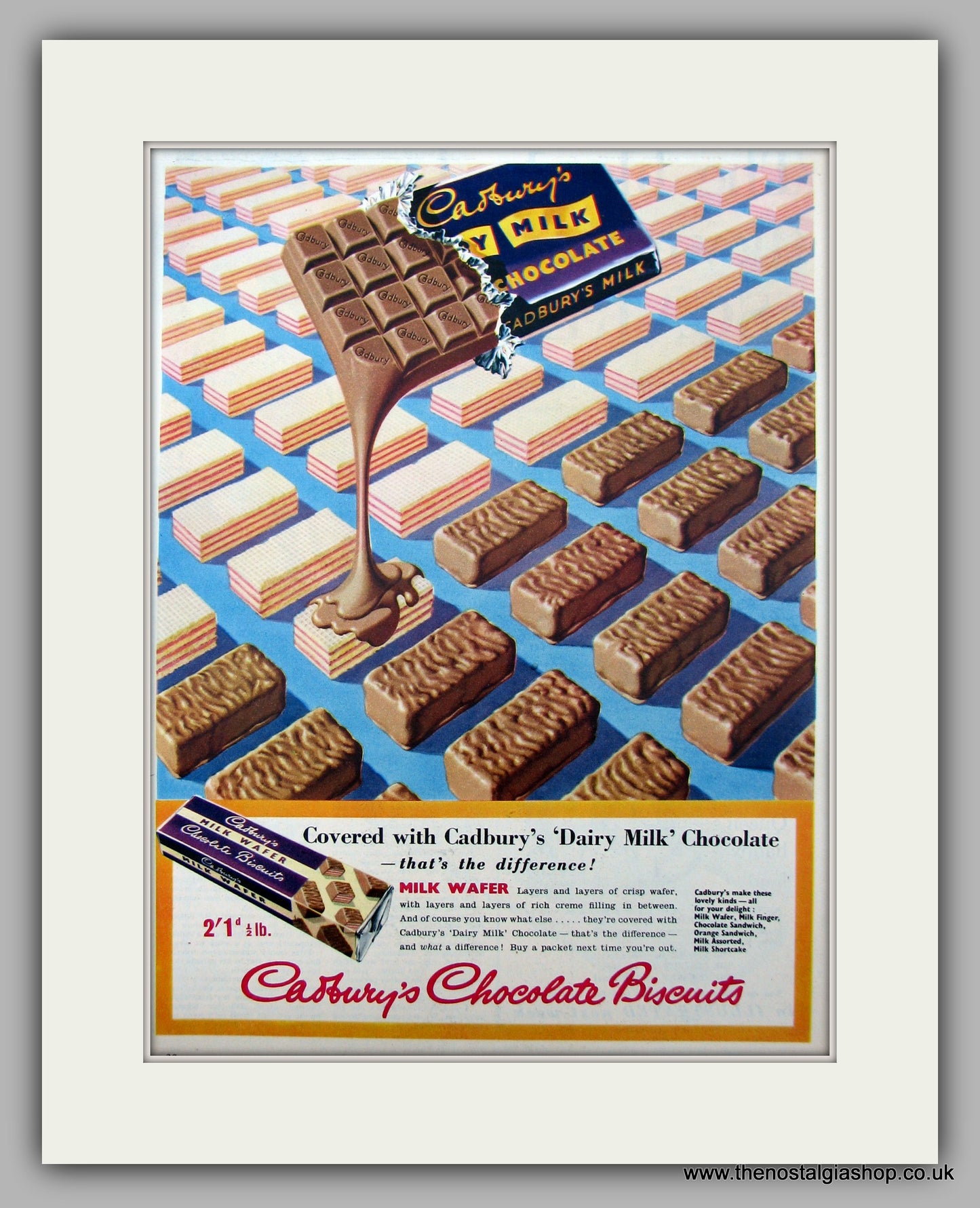 Cadburys Milk Wafer Biscuits. Original Advert 1956 (ref AD9948)