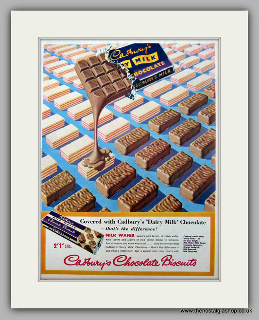 Cadburys Milk Wafer Biscuits. Original Advert 1956 (ref AD9948)
