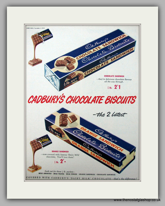 Cadburys Chocolate Biscuits. Original Advert 1954 (ref AD9949)
