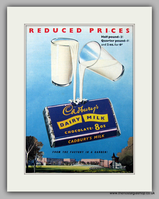 Cadburys Dairy Milk Chocolate . Original Advert 1956 (ref AD9950)