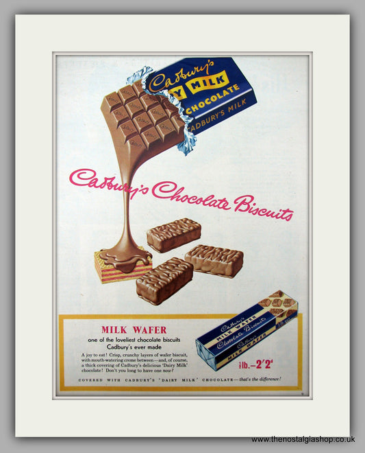 Cadburys Chocolate Biscuits. Original Advert 1955 (ref AD9963)
