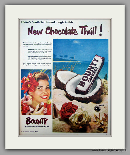 Bounty Double Bar. Original Advert 1954 (ref AD9986)