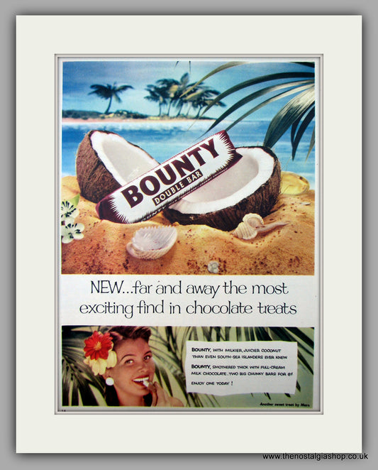 Bounty Double Bar. Original Advert 1954 (ref AD9989)